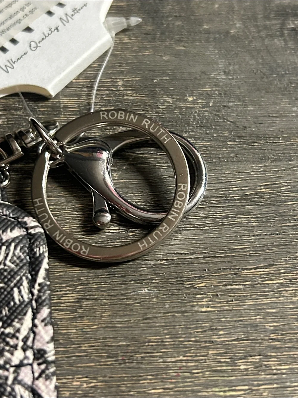 NWT Robin‎ Ruth San Diego Black & White Palm Card Holder Keychain